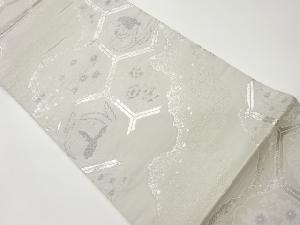 道長取に亀甲・花鳥模様織出し袋帯